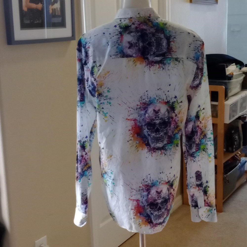 Men's eight x premium designer skull print shirt size large